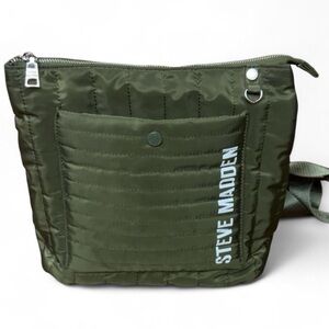 Steve Madden Olive Green Nylon Crossbody Bag Puffer
